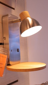 Modern LED Wall Lamp with Wood Shelf & USB-C Charging Station – 6W <b>5V</b> 1A on/off switch for Living room, bedroom, Hotel - Product Image 3