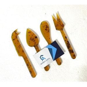 Indian Handmade Blue Resin <b>Cheese</b> <b>Knife</b> <b>Set</b> With White Swirl Spreader Heart <b>Knife</b> <b>Cheese</b> Tools For Serving and Cutting Tableware - Product Image 6