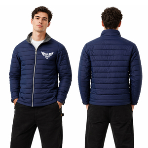 Veste matelassée légère pour homme, coupe ajustée, bleu marine, fermeture éclair, chaude pour l'hiver, décontractée, pour l'extérieur - Product Image 1