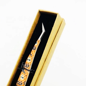 Pince à cils en argent avec embout brillant / motif Halloween en papier orange, pour emballage individuel en boîte ou ensemble de pinces à cils - Product Image 5