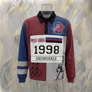 เสื้อสปอร์ตแขนยาว Snowgrace คอปกพับได้ ทรงปกติ สำหรับผู้ใหญ่ ยูนิเซ็กซ์  ผ้าเจอร์ซีย์สีบล็อก พิมพ์ลายดิจิทัล โลโก้ด้านหน้า - Product Image 3