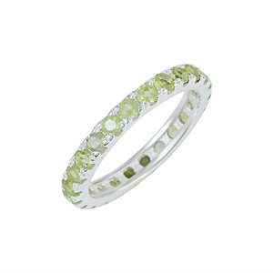 925 Sterling <b>Silver</b> Eternity Band Natural Multi Peridot Gemstone <b>Ring</b> Fine Jewelry Eternity Bands For Women's Wedding Party Wear - Product Image 1