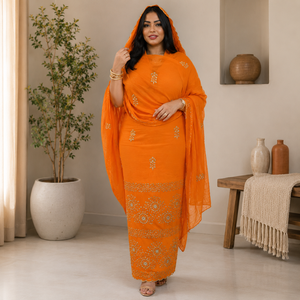 Tissu brodé en voile de coton 100% sudanais Toub |   Tissu élégant pour robes féminines, idéal pour les événements festifs, les occasions spéciales et le quotidien - Product Image 2