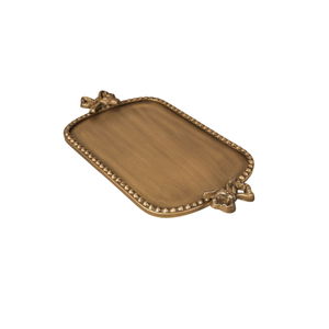 Plateau de service en métal martelé avec poignée à accents blancs, finition dorée, pour la maison et la restauration - Product Image 6