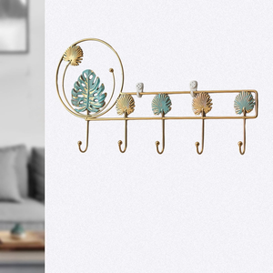 Decorative Metal <b>Wall</b> <b>Hook</b> Rack with Leaf Design <b>Wall</b> Mounted Organizer for <b>Keys</b> Coats Hats and Home Decor - Product Image 4