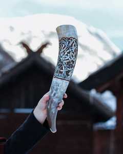 Authentic Viking Agate Rim <b>Drinking</b> Horn Hand Polished Eco-Friendly Wood Handle Medieval Mead Cup for Re Enactment Gifting - Product Image 5