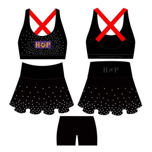 Ensemble de shorts et soutien-gorge d'entraînement de cheerleading avec strass imprimés pour adolescentes - Kits d'uniformes de cheerleading 100 % polyester - Product Image 6