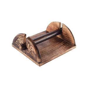 Porte-serviettes classique en bois de manguier, forme rectangulaire, faible hauteur, fait main, rustique, accessoire de cuisine pour table. - Product Image 2