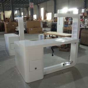 Table de manucure blanche pour salon, poste de beauté avec tiroirs de rangement, mobilier contemporain - Product Image 4