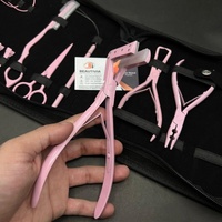 Meilleure vente en acier inoxydable pince professionnelle d'extension de cheveux trousse à outils ensemble pince à ruban dans la presse avec tampons en silicone Logo personnalisé