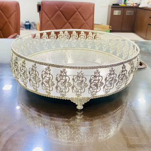Plateau rond en argent allemand pour cadeaux plateaux décoratifs pour festivals ensemble de plateaux pooja - Product Image 1