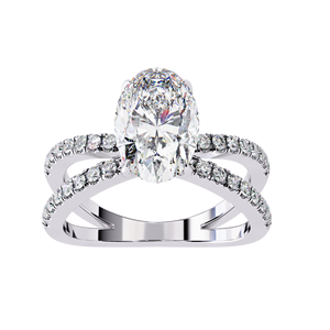 Anillo de Compromiso de Moissanita con Corte Ovalado, Color Oro Blanco, Anillo Solitario para Mujer, Regalo de Boda o Fiesta - Product Image 1