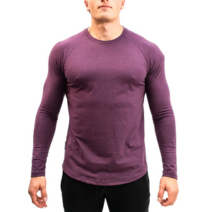 <b>Men's</b> Casual Gym Workout Long-sleeved T-<b>Shirt</b> Relaxed Fit Solid Color Customized Streetwear Sports Fitness T-<b>Shirts</b> - Product Image 2