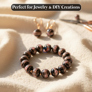 Cuentas Sueltas de Vidrio Lampwork Negro Hechas a Mano de 12 mm |   Suministros para Manualidades y Fabricación de Joyería, Hilo de 8 Pulgadas - Product Image 3