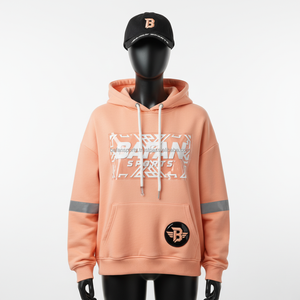 Femmes Premium 320GSM Fleece Hoodie Doux Brossé Coton Polyester Tissu Couleur Pêche Logo Personnalisé Imprimer Femmes basiques Hoodies - Product Image 6