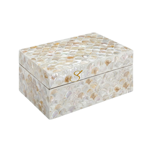 Handmade Mother of Pearl Jewelry Box with Lid Rectangular Wooden Nacre Storage <b>Case</b> for <b>Earrings</b> Bangles Watches - Product Image 1