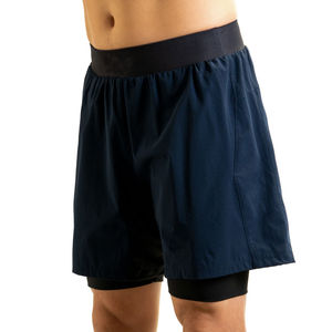 Shorts d'arts martiaux bleu marine, taille élastique, design plissé, haute qualité, unisexe, sur mesure, shorts MMA, vêtements de combat, 100% coton - Product Image 2