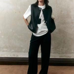 Chaleco Casual Holgado de Cuero Genuino para Mujer, sin Mangas, Cuello en V, Impermeable, Resistente al Viento y Ecológico - Product Image 6