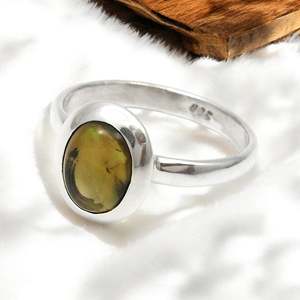 Piedra preciosa de ópalo negro con corte ovalado natural, elaborada con plata maciza 925, regalo hecho a mano perfecto para esposa, joyería bohemia bonita - Product Image 2