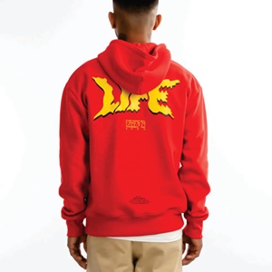 Sweat à capuche graphique personnalisé OEM pour homme, imprimé poitrine rouge, pull décontracté streetwear, haut pour homme - Product Image 6