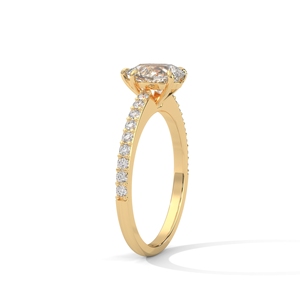 IGI Certified Pear Cut Lab Grown <b>Diamond</b> Engagement <b>Ring</b> Women Gold Pavé Band Wedding Jewelry - Product Image 2