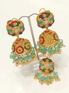 Últimos diseños de conjuntos de aretes con cuentas rojas para mujeres, estilo bohemio, conjunto de joyería de moda para uso diario, para bodas. - Product Image 3
