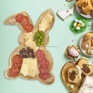 ถาดไม้มะม่วงรูปกระต่ายแกะสลักด้วยมือใช้บนโต๊ะอาหารชั้นเดียวสำหรับผลไม้แห้งและของจิปาถะในครัว - Product Image 5