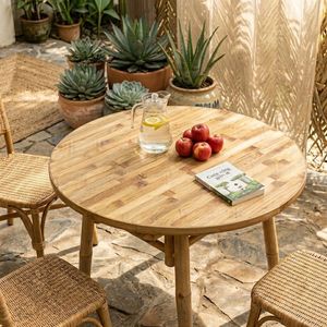 Eco-Friendly Outdoor Round <b>Bamboo</b> Dining <b>Table</b> Sustainable Garden & Patio Furniture Supplier - Product Image 2