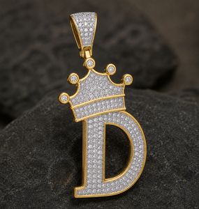 Pendentif Couronne Hip Hop Lettre D Personnalisée en Argent Sterling 925 Moissanite Sertie, Bijou Homme Tendance Streetwear, Cadeau de Luxe - Product Image 4