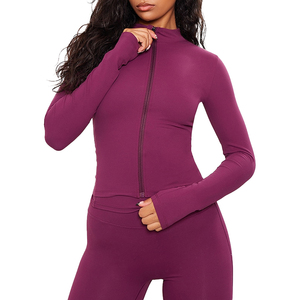 Custom Yoga <b>Jacket</b> Women Long Sleeve Athletic Gym Wear Performance Quick Dry Full Zip <b>Workout</b> Regular Fit - Product Image 1
