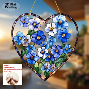 CIFbuy Acchiappasole Artigianale in Acrilico Blu con Cuore Floreale Stile Vetro Colorato, Decorazione da Parete per Casa e Giardino, Regalo in Cristallo - Product Image 1