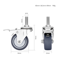 Roulettes industrielles pivotantes en acier inoxydable de 2 pouces (50 mm) avec frein, roulement à billes, pour chariot, personnalisables OEM
