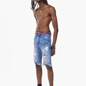 New Style Breathable Printed <b>Men's</b> Casual Denim Shorts Top Quality Custom Logo Design <b>Men</b> Denim Shorts - Product Image 2