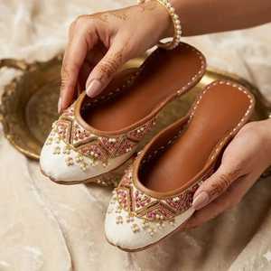 Embroidered Ladies Flats Pumps Traditional Pakistani Khussa Soft Comfortable Ethnic Footwear Trending Designs Customize Sizes - Product Image 3