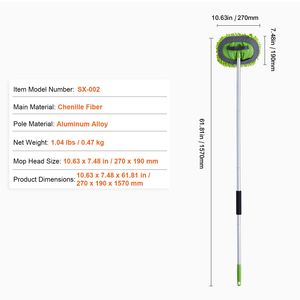62-Inch Extendable Car Wash Brush 180 Degree Rotation Long <b>Handle</b> Soft Chenille Fiber Car Wash <b>Mop</b> Mitt Brushes for Car Washing - Product Image 3