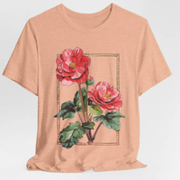 Camiseta Formal de Cuello Redondo para Mujer, Estampado Sólido/Floral, Manga Corta, Corte Regular, 100% Algodón Orgánico, Ecológica, de Secado Rápido