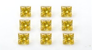 Diamant synthétique de laboratoire RCK Global 6.0-6.5mm, taille princesse, jaune vif fantaisie, 1.2-1.5ct VS1, excellent, carré, CVD, centre libre - Product Image 3