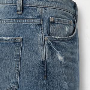 กางเกงยีนส์ขาสั้นทรงหลวมสไตล์สตรีทแวร์สำหรับผู้ชาย ผลิตตามสั่ง ล้างสีแบบแอซิดวอช ทรงโอเวอร์ไซส์ ผ้าเดนิม ใส่สบายๆ - Product Image 4