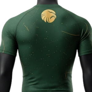 ชุดเสื้อและกางเกงรัดรูปผู้ชายสีเขียวฟอเรสต์โกลด์ ระบายอากาศได้ดี แห้งเร็ว ยืดหยุ่น เหมาะสำหรับฟิตเนส ยิม เทรนนิ่ง วิ่งออกกำลังกาย - Product Image 5