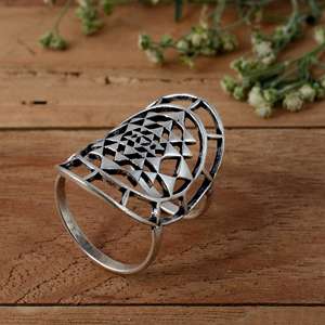 Anillo de Plata de Ley 925 Hecho a Mano para Artritis, Mandala Sri Yantra, Soporte Completo para Dedos PIP SIP - Product Image 3