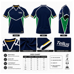 Rugbyshirt voor heren, performance shirt, klassiek rugby sportshirt voor heren, rugby trainingshirt met korte mouwen, ademend rugbyshirt - Product Image 6