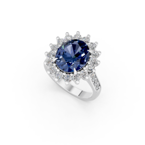 Bague de mariage en or massif 14K 9K 10K 18K avec saphir ovale 6 carats, certifiée IGI, bijoux fins éthiques, fabricant RJC, OEM E201287 - Product Image 1