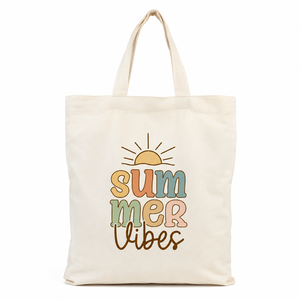 กระเป๋าผ้าแคนวาสพิมพ์ลาย Summer Vibes ใช้ซ้ำได้ สำหรับช้อปปิ้ง ไปเที่ยวทะเล ใส่ของชำ เป็นมิตรกับสิ่งแวดล้อม แฟชั่นสำหรับใช้ในชีวิตประจำวัน - Product Image 1