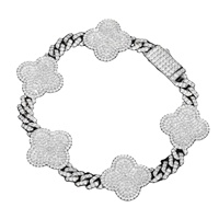 Bracelet gourmette en argent sterling 925 avec moissanite et pierres de diamant, style mode, pour la vente en gros de bijoux fins, de marques de mode