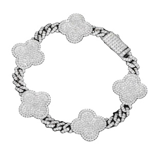 Pulsera de Eslabones Cubanos de Plata de Ley 925 con Moissanita y Diamantes, Joyería Fina al por Mayor, de Moda, de Marcas de Moda - Product Image 1