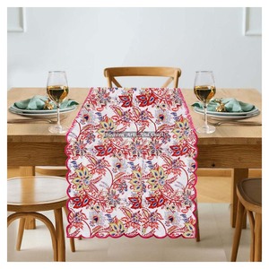 Modern Cotton Hand Block Print Rectangle Woven Edge Bohemian Style Eco-Friendly Indian Handmade Scallop Edge <b>Table</b> <b>Runner</b> - Product Image 3