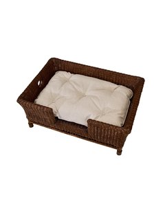 Cama Rectangular para Perro de Mimbre Marrón Oscuro, Sofá Cama de Ratán Tejido para Mascotas con Cojín, Muebles Duraderos para Interiores y Exteriores - Product Image 3