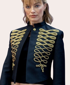 Premium Margot Robbie Cropped <b>Jacket</b> | Elite Napoleonic Statement Edition Wholesale Luxury Avant-Garde - Product Image 2