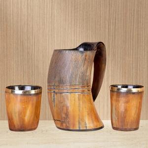 Jarra de cuerno natural hecha a mano para mead, cerveza estilo vikingo, eventos temáticos medievales - Product Image 5