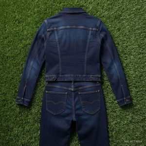 <b>Women</b> Dark <b>Blue</b> Denim Jacket And Skinny <b>Jeans</b> Set Casual Two Piece Matching Denim Outfit Streetwear Fashion - Product Image 5